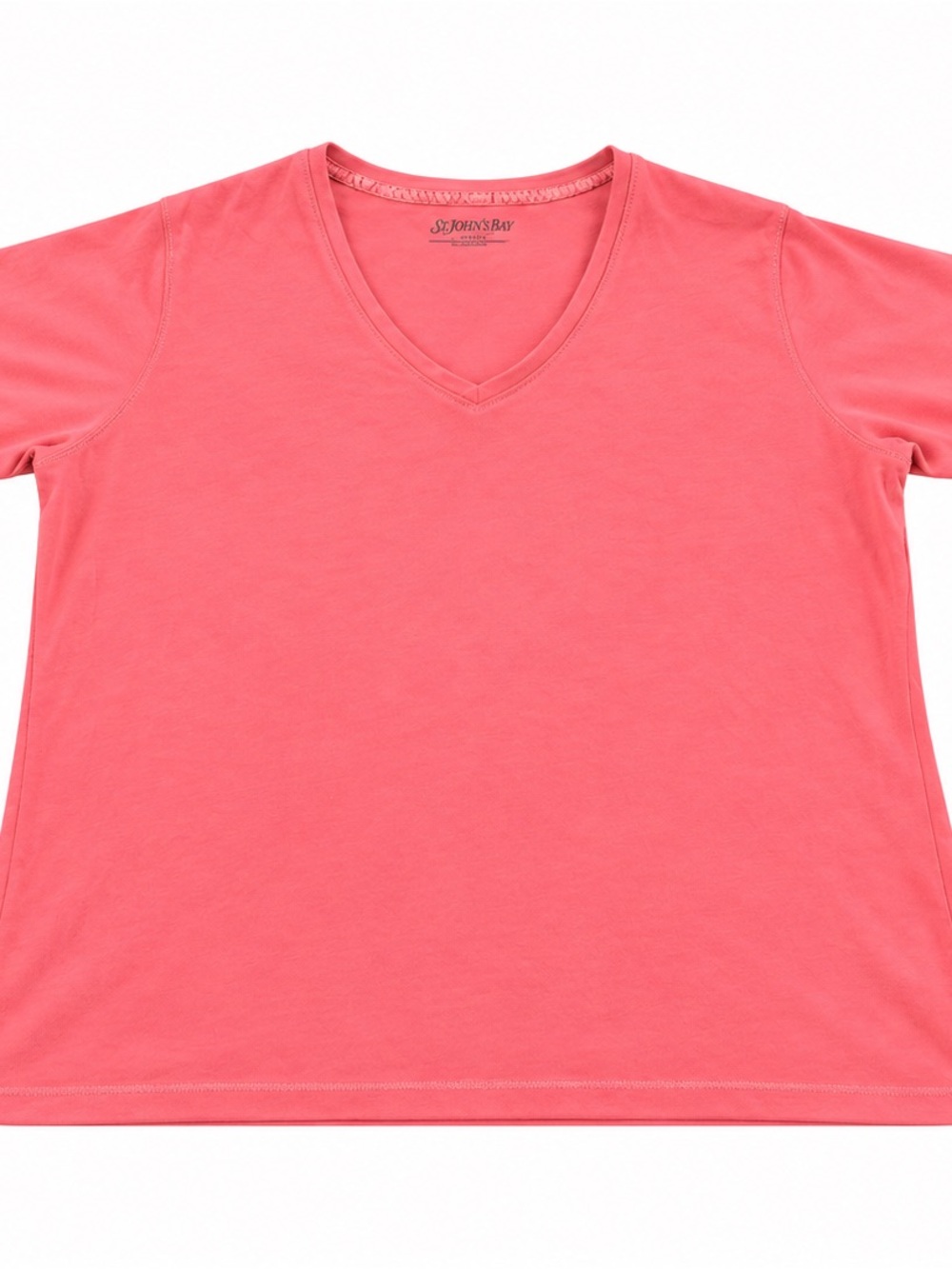 St. John’s Bay Woman XL Coral Pink V-Neck 3/4 Sleeve Cotton Stretch Top